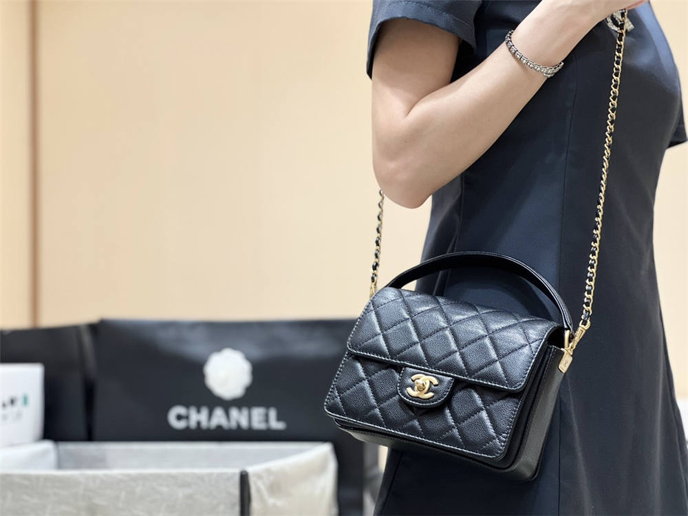 Chanel Flap Bag with Top Handle Grained Shiny Calfskin AS5165 Size 14*19*4.5cm 2025 new 